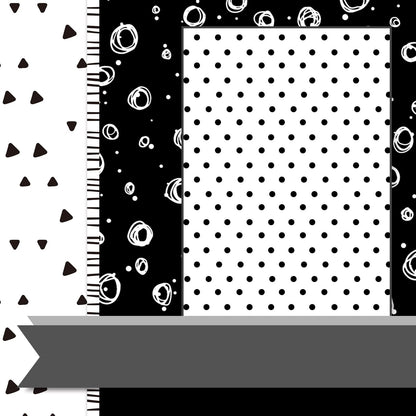 Whaline 60 Sheet Black & White Doodle Pattern Paper A5 Size Hand Drawn Squiggles and Dots Scrapbook Paper Double-Sided Minimalist Craft Paper for DIY Card Making Supplies, 12 Designs