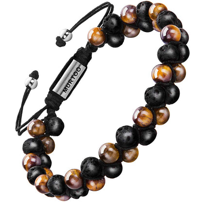 murtoo Bead Chakra Bracelets for Men and Women, Double-layered Healing Yoga Crystals Beaded Bracelet, Natural Stone Mens Bracelet for Meditation, Relax Anxiety