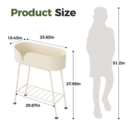 Bamworld Plant Stand Outdoor Large Plant Shelf Indoor for Tall Plants Table Metal 2 Tier Plant Bench Display Stand for Living Room Balcony Patio Decor White