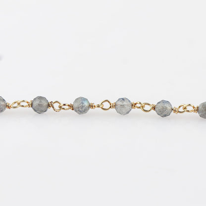 JOR Natural Labradorite Beaded Rosary Anklet, Handmade Craft, Anklet Beads Bracelet, Chakra Healing Anklet, Gemstone Women Jewelry, Hypoallergenic Gold Plated Anklet 9 inch + 2 inch (1pcs)