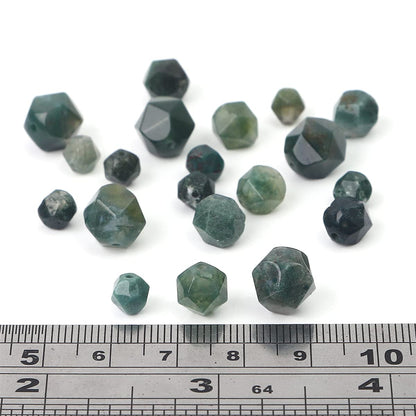 BEADIA Faceted Natural Moss Agate Stone Round Beads 8mm 36cm/Strand for Jewelry Making