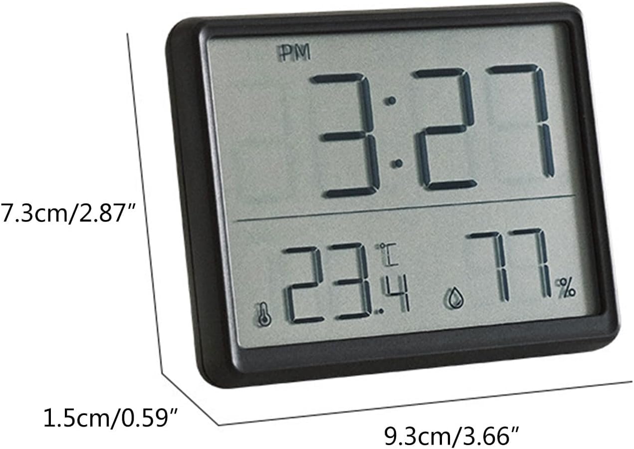 CHSYLFDC Digital Wall Clock Battery Operated, Large Display with Temperature, Date, Day of The Week, Silent Mount Digital, 4 Time Zones, and Table for Bedroom, Livingroom, Office