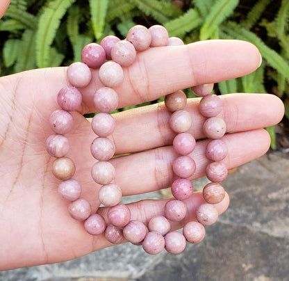 Adabele Real Natural Pink Rhodonite Gemstone Beaded Bracelet 7 inch Stretch Chakra Healing Crystal Stone Jewelry Women Mom Gift GB8-5