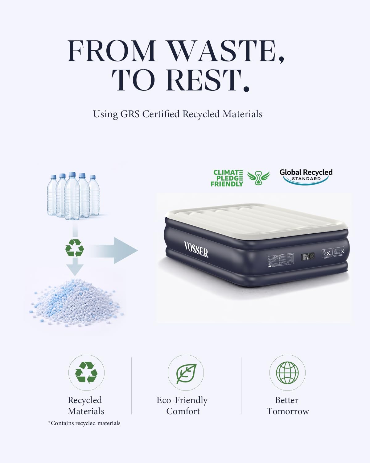 VOSSER Air Mattress Queen with Built-in Pump, 18" Raised Inflatable Blow Up Mattress,Upgraded Heavy Duty Portable Air Bed for Home,Guests,Floor & Camping, Self Inflating Colchon Inflable,Gift for Mom