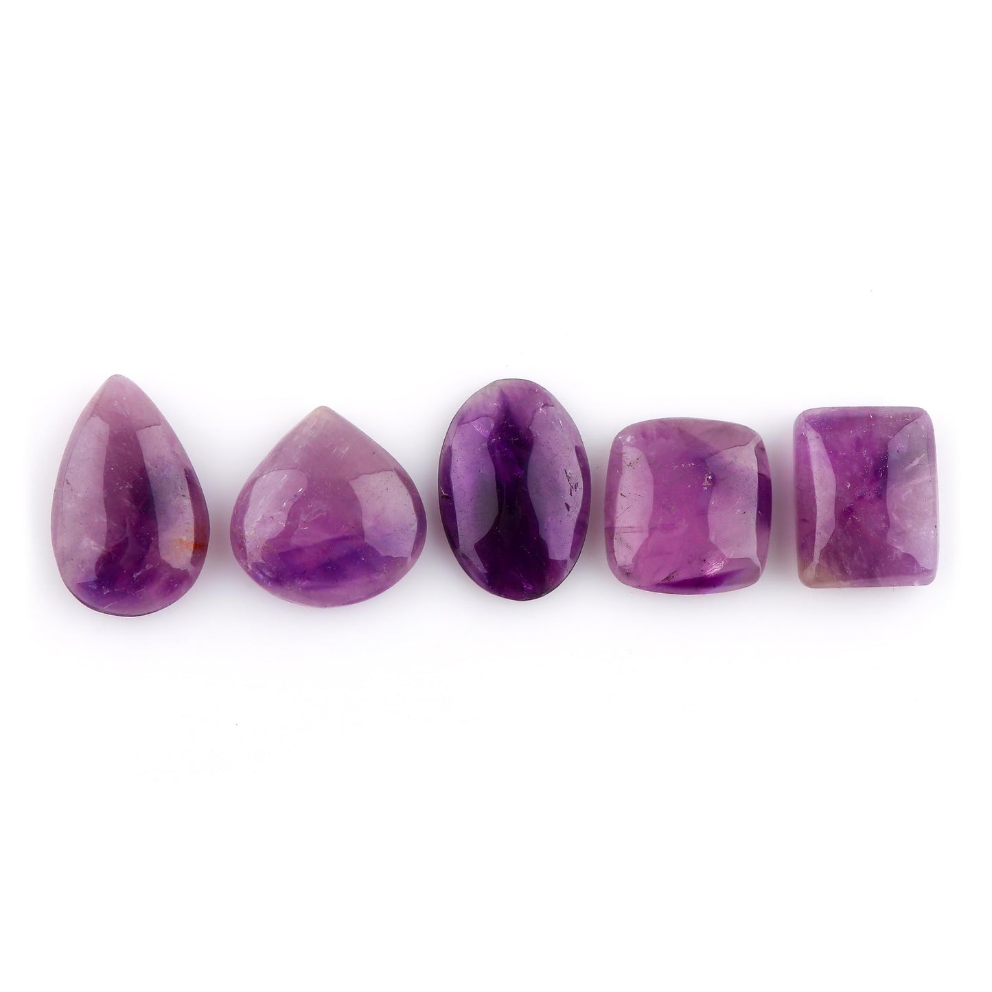 CRYSTALIS Wholesale 5pcs Natural Trapiche Amethyst Loose Gemstone Bulk Cabochons Jewelry Making Supply from Brazil, Chakra Healing Polished Stones, Wire Wrapping, DIY, Gem Collection