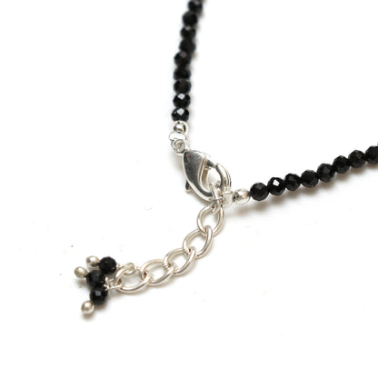 Gempires Black Spinel Dainty Bracelet for Women | Handmade 2.5 mm Faceted Beads | Minimal Stacking Jewelry | Adjustable Lightweight Fit | August Birthstone Gift