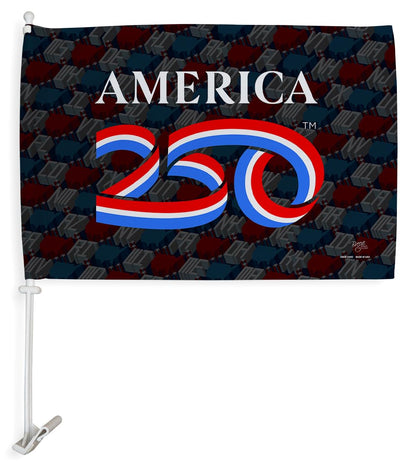 America 250 Years Flag For Car Pole Kit Textile Clip Stand Official Licensed Independence Day Bandera Para Carros Poster United States Sign For Cars Window Decor USA 250th Anniversary Merchandise