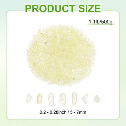 M METERXITY 1.1lb/500g Assorted Tumbled Chips Stone, 5-7 mm Crushed Crystal Quartz Pieces for Vases Filler/Aquarium/Succulent Plants Decor, Irregular Shaped Stones [Light Yellow]