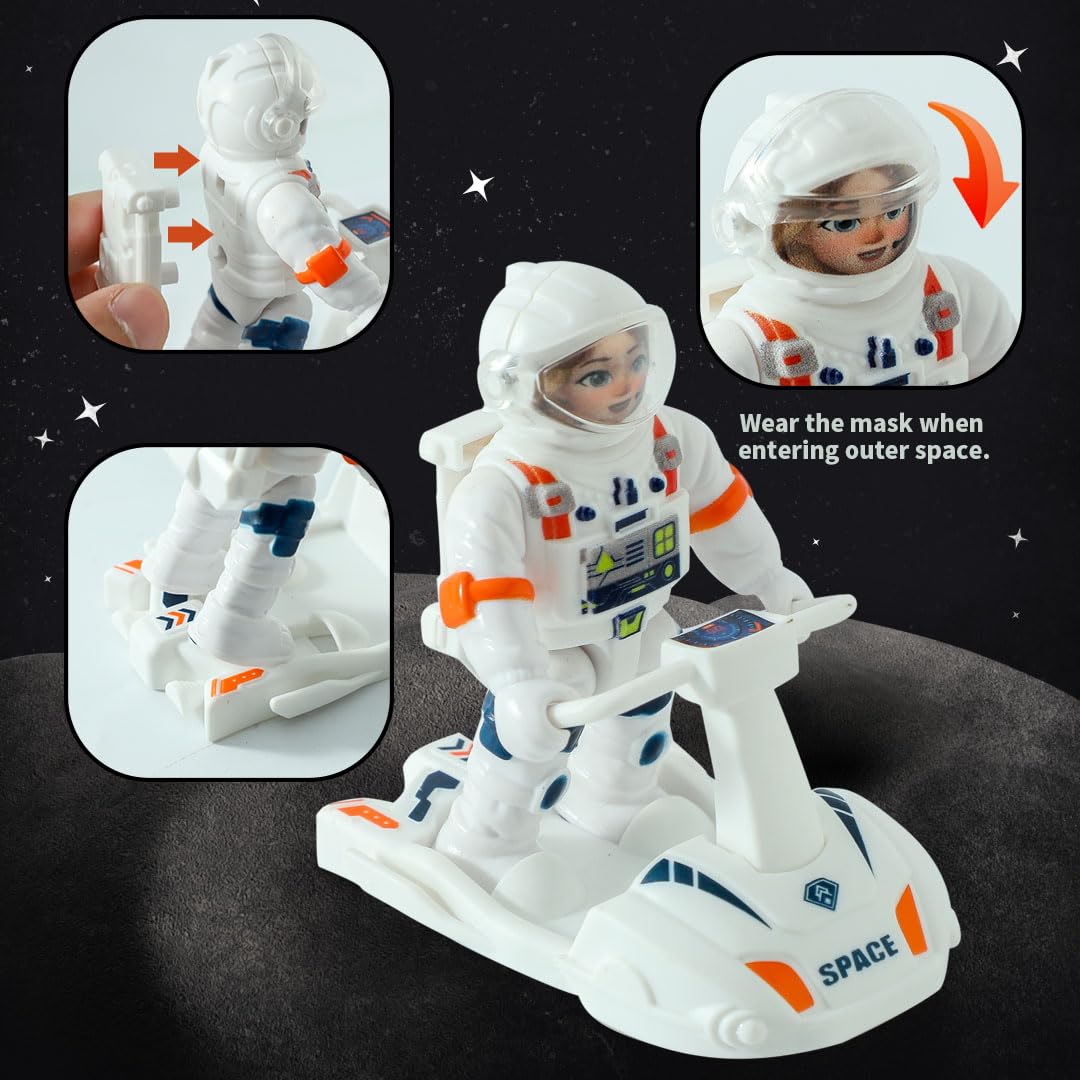 Wbzle Rocket Ship Toy, UFO Spaceship Toy Set with Alien, Space Toys with Lights and Sound, Astronaut Figure Playset, STEM Toddler Educational Toys for Boys 4-6 Year Old