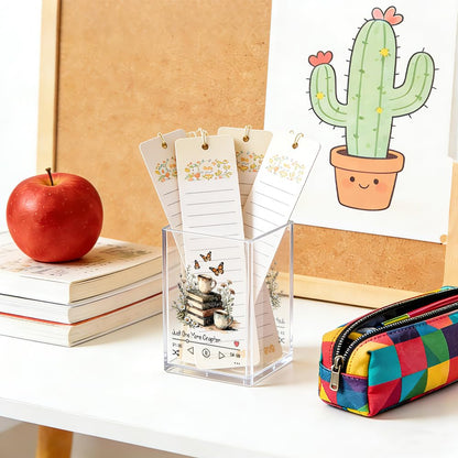 MGLZXLU Just One More Chapter Acrylic Pencil Pen Holder Cup, Reading Book Club Makeup Brush Storage Organizer, Cute Bookish Desk Accessories Holder Gifts for Daughter Librarian Teacher Holders (C)