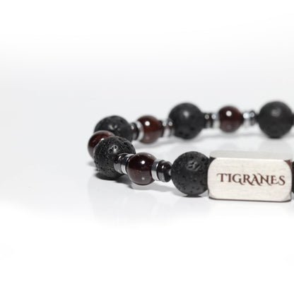 Tigranes Red Garnet and Lava Stone Bracelet – Handmade Natural Gemstone Jewelry for Men & Women – Premium Healing Energy Beads – Luxury Gift Box Included (Red Garnet)