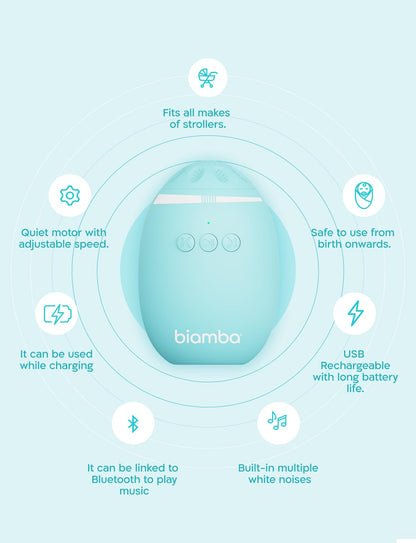 Biamba Automatic Baby Rocker for Stroller - Multi-Function Universal Stroller Rocker & White Noise Sound Machine for Baby, Rocking Device & Portable Sound Machine Travel w/Built-in Sounds & Speaker