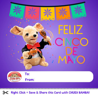 Cuddle Barn Chuey Bamba 12" Singing Chihuahua Animated Plush Toy, Shakes Maracas to La Bamba | Cinco de Mayo Party Gift | Great for Birthdays & Celebrations | Fun Toy for Kids, Adults