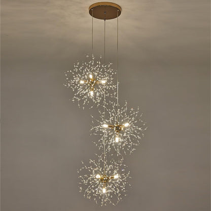 TELAFLY Crystal Firework Chandeliers,Modern Dandelion Starburst Ceiling Hanging Pendant Lighting Fixtures for Dining Room Bedroom Kitchen Living Room (8-Light)