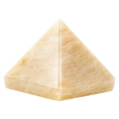 Amazing Gemstone Cream Moonstone Pyramid Crystal Healing Stones - 2" Great Pyramid Figurine of Natural Stone Pyramid for Meditation, Reiki, Chakra Balancing and Crystal Pyramids Grid