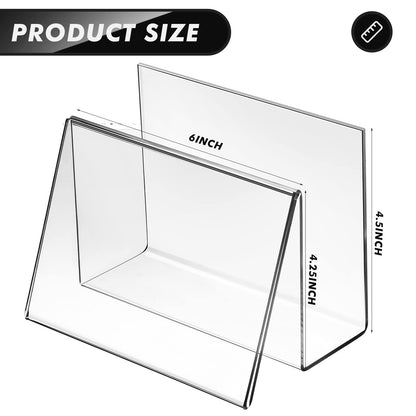 Crtiin 3 Pcs Clear Acrylic Postcard Display Holder Business Card Holder Greeting Card Display Clear Business Stand Rack for Index Organizer Desk Table Home Office, 6 x 4.25 x 4.5 Inches