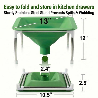 Harvest Right Freeze Dryer Funnel, Collapsible with Stand, Extra Wide Mouth Food Grade Silicone, Mess-Free Food Transfer, Fits All Freeze Dryer Trays