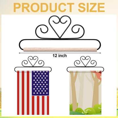 Shimeyao 2 Pcs Garden Flag Wall Hanger 12 Inch Garden Flag Holder Fabric Banner Hanger for Outdoor Decoration, Quilters Display for Storage Draping (Heart)