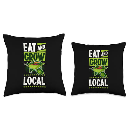 Eat And Grow Local Wheelbarrow Of Garden Vegetables Throw Pillow