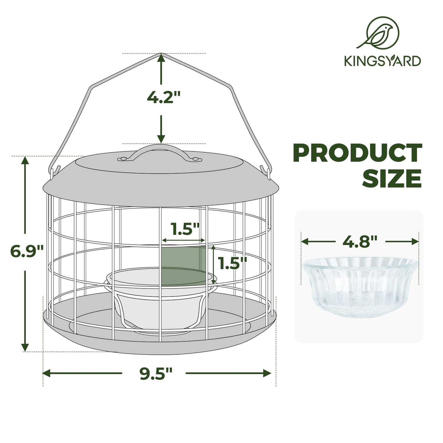 Kingsyard Bluebird Feeders for Outdoors Hanging, All Metal, Cage Mealworm Bird Feeder with Tray, Squirrel Proof & Weatherproof, Easy to Refill & Clean (Blue)