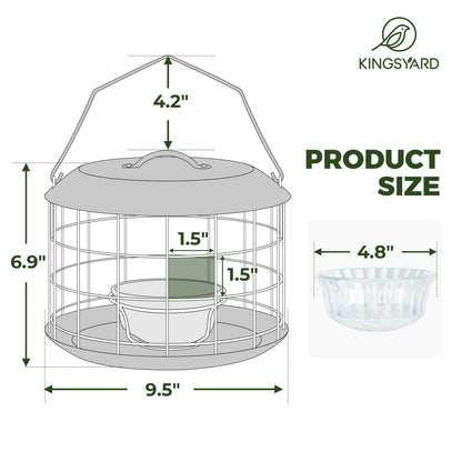 Kingsyard Bluebird Feeders for Outdoors Hanging, All Metal, Cage Mealworm Bird Feeder with Tray, Squirrel Proof & Weatherproof, Easy to Refill & Clean (Blue)