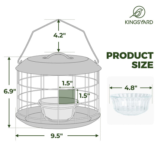 Kingsyard Bluebird Feeders for Outdoors Hanging, All Metal, Cage Mealworm Bird Feeder with Tray, Squirrel Proof & Weatherproof, Easy to Refill & Clean (Blue)