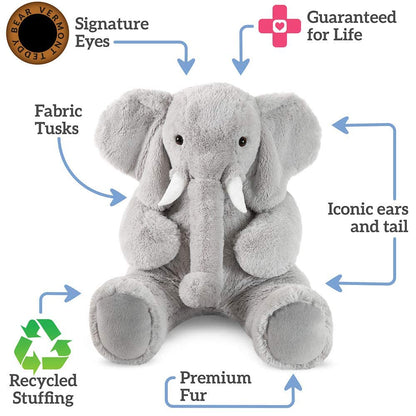 Vermont Teddy Bear Giant Elephant Stuffed Animal | 4 Foot Elephant Plush Toy and Emotional Support Plush for Kids and Adults | Crafted in the USA