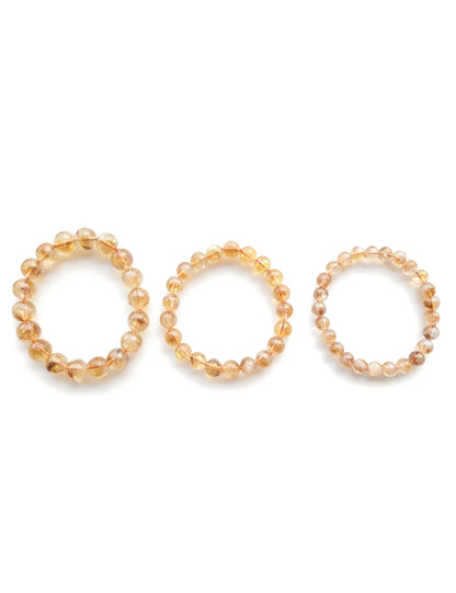 Silan's Yellow Phantom Quartz Bracelet for Women, Natural Crystal Stretch Elastic Adjustable Bracelet with Lucky Card, Gift for Her (7-8mm)