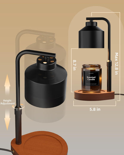 Cozmara Candle Warmer Lamp with Timer & Dimmer for Yankee Candles, Adjustable Height Candle Warmer for Jar Candles, Wax Melt Lamp for Home Decor & Gifts, Black, 2 Bulbs