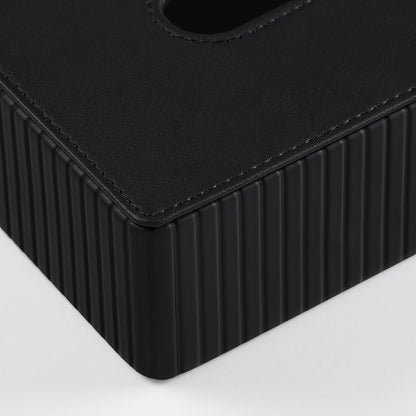 NICLNGSH PU Leather Short Tissue Box Cover Rectangle, Small Tissue Box Holder with Magnetic Closure, Decorative Rectangular Tissue Holder for Bathroom Car Office (Black)