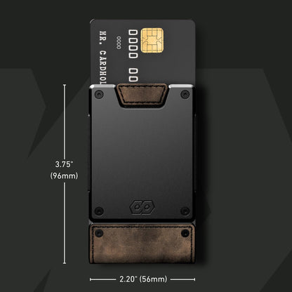 PROOF Wallet | Slim Minimalist Wallets for Men | Leather & Metal | RFID Wallet | Front/Back Pocket | Gift Box | Veteran Owned (Founder (Brown Leather | Dark Gun Metal))