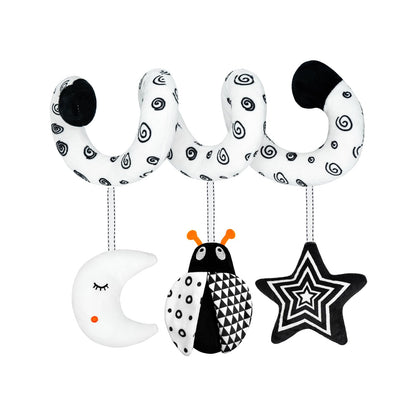 XIXILAND Car Seat Toys for Babies 0-6 Months Boys Girls, Black and White High Contrast Baby Toys 0-3 Months Carseat Toys Hanging, Stroller Newborn Infant Sensory Develpmental Toy for 0-18 Months