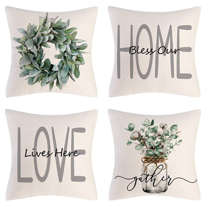 wyooxoo Throw Pillow Covers 20x20 Set of 4 Farmhouse Pillow Covers Natural Cushion Cases Decorative Pillowcases for Sofa Couch Living Room Outdoor Home Decor