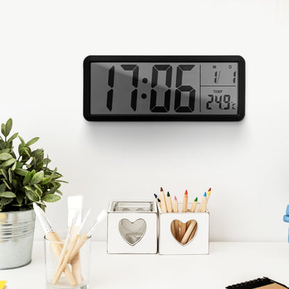 Healifty Digital Wall Clock Battery Operated: LED Electronic Desk Clocks with Large Display Date Temperature, Modern Alarm Timer for Living Room Bedroom Decor