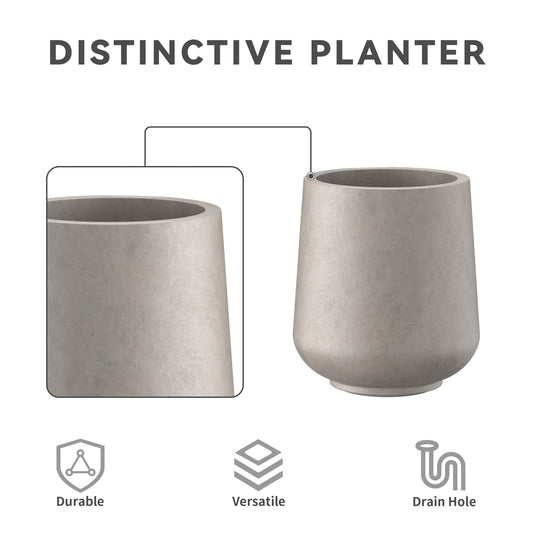Kante 15.3"+11.6"+8.2" Dia Round Concrete Planter, Large Outdoor Indoor Planter Pots Containers with Drainage Holes and Rubber Plug for Home Garden Patio, Buff Concrete