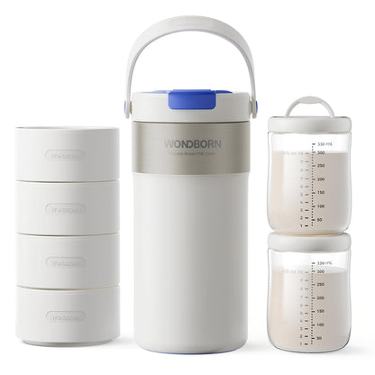 WONDBORN Portable Breast Milk Cooler, 4 Ice Rings, 360°Cooling with Vacuum Lid, Safe Chill for 30H+, 22oz Large Capacity with 2 Bottles, Rapid Chill to 40℉, Extra Wide Opening, Ideal for Work & Travel