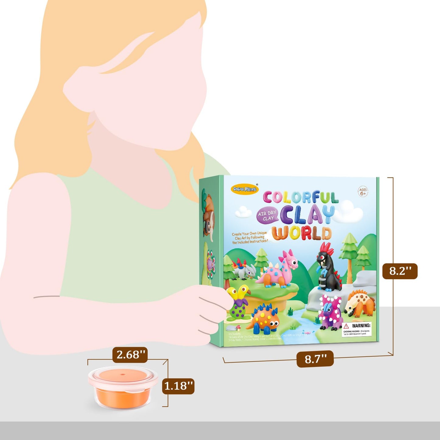 Drama Planet Air Dry Clay Kit for Kids - 18 Cans of Modeling Clay, 46-Page Guidebook with 26 Character Tutorials, Great Gift for Boys & Girls