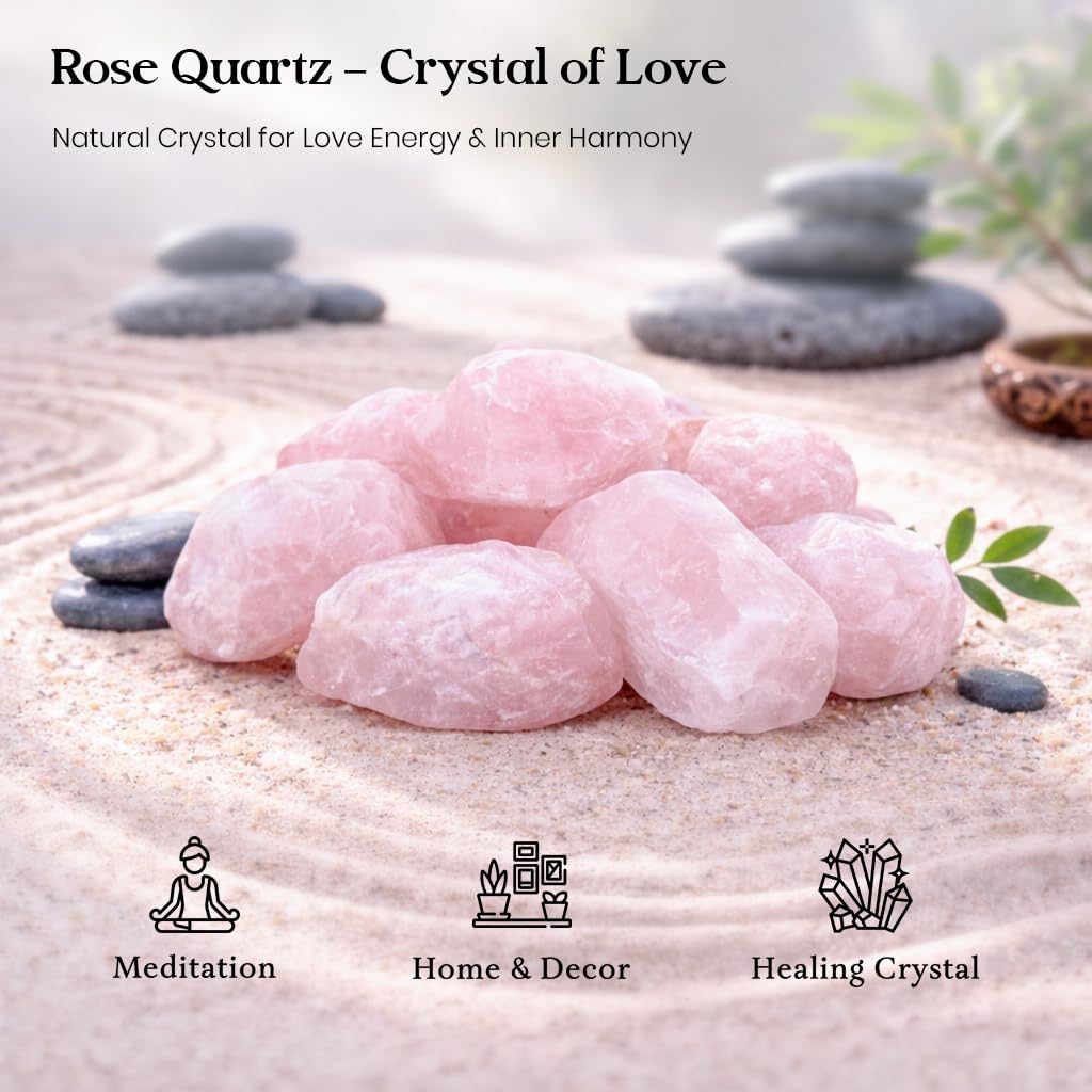 "650+ Carats, 3 Pc Rose Quartz Rock Rough Stone 2540 mm Raw Crystals Rock Crystals and Healing Stones Rough Gemstones Rock Collection for Beginners Used as Crystal Therapy, Meditation, Reiki"