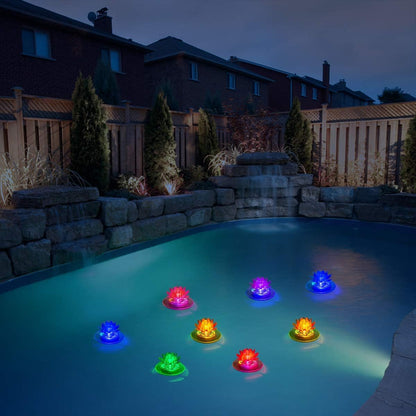 pearlstar Solar Pond Lights Waterproof LED RGB Solar Floating Lights Swimming Pool Pond Floating Night Light for Swimming Pool Spa Patio Wedding Party Christmas Decorations(4Pcs Lotus)