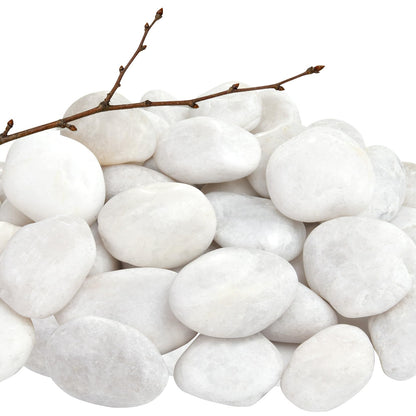 RUOJAS 5 lb Natural Polished White Pebbles, 1-2 Inch Decorative White Rocks for Potted Plants Pot Filling Aquariums Outdoor Street Scape Decorative Rocks