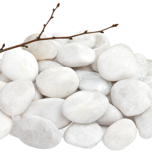 RUOJAS 5 lb Natural Polished White Pebbles, 1-2 Inch Decorative White Rocks for Potted Plants Pot Filling Aquariums Outdoor Street Scape Decorative Rocks