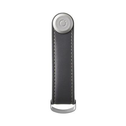 Orbitkey Leather Key Organizer | Durable, Stainless Steel Locking Mechanism, Slim & Quiet Profile | Holds up to 7 Keys, Charcoal with Grey Stitching