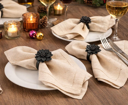 Linen Flax Cotton Cloth Dinner Napkins Set of 72-18x18 Natural Fabric with Hemstitched Mitered Corners - Machine Washable Wedding, Cocktail & Party Table Napkins - Natural
