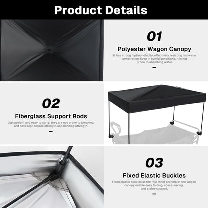 VOONKE Wagon Canopy Cover, Garden Portable Outdoor Push Awning, Stroller Canopy for Garden Wagon, Shopping, Camping, Fits Folded and Collapsible Wagons,22 × 40.9 Inches