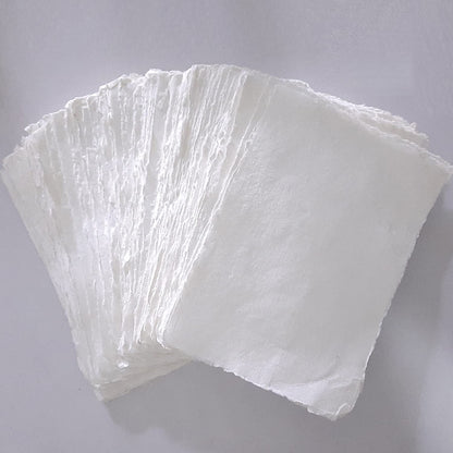 E-Tailor Handmade Cotton Paper Deckle Edge Loose Leaf Sheets 130 GSM Ivory White (5x7, Ivory-1-Pack of 50)