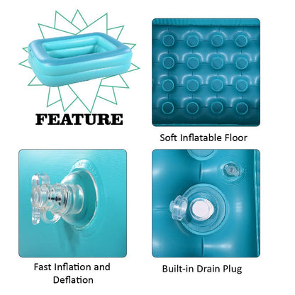 HIWENA Kiddie Pool, 45x35x14inch Green Inflatable Kids Swimming Pool with Fast Valve, Repair Patch & Drain Plug, Summer Water Fun Bathtub & Ball Pit for Kids