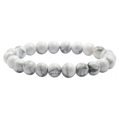 Amazing Gemstone Crystal Bracelet for Women Men's Gifts - Protection Healing Crystal Bracelet - 8mm Gemstone Beaded Stretchable Bracelet Pulseras Para Hombres Mujer Stocking Stuffers Mothers Day Gift (Howlite)