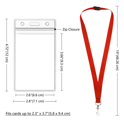 WEZEBEL 24-Pack Red Breakaway Lanyards with Waterproof Badge Holders, Polyester Neck Straps for ID Cards, Events, Office, and Schools