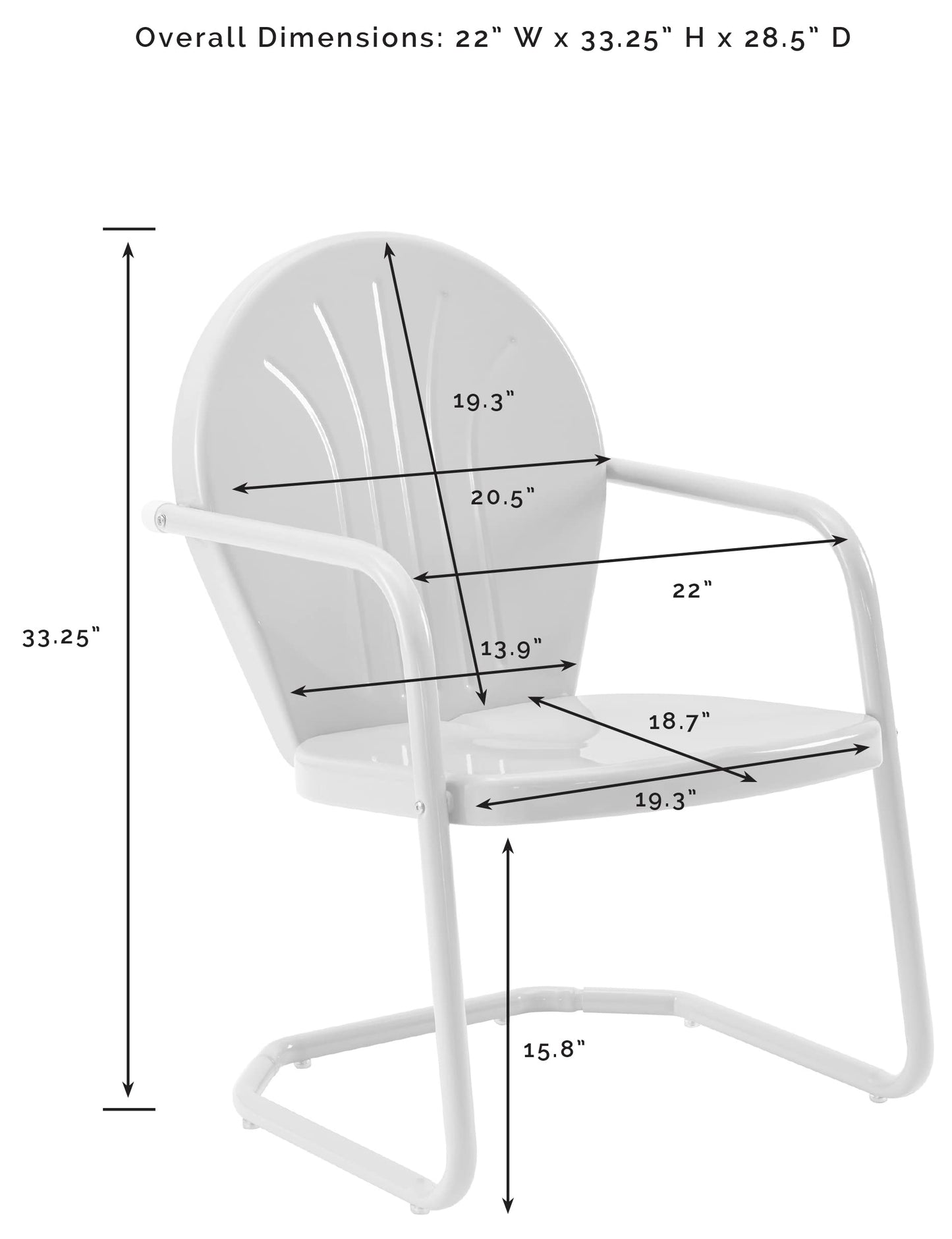 Crosley Furniture Griffith Outdoor Chair, Retro Metal Patio Chairs for Dining, Porch, Deck, Balcony, Key Lime