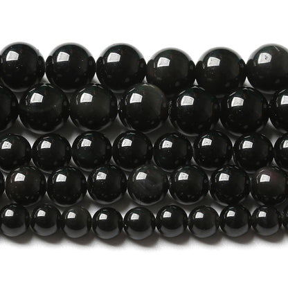 10MM 72pcs Natural Black Obsidian Stone Energy Healing Beads Round Loose Beads for Jewelry Making Bracelet 2 Strands 32"